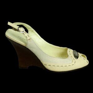 FENDI Leather Colorblock Pattern Slingback Sandals